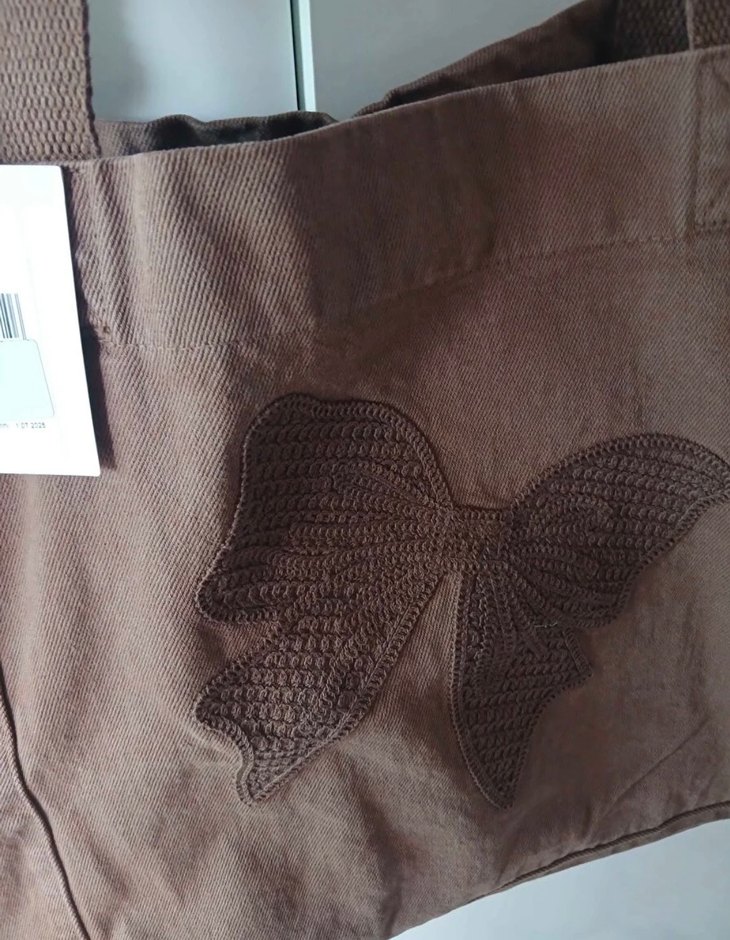 Kahverengi Kurdele Detaylı Tote Çanta - Görsel 2