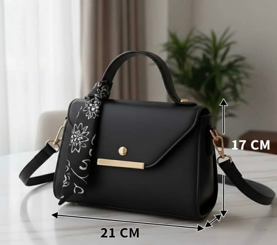 Modern Klasik Siyah Deri Kadın Çanta - Görsel 2