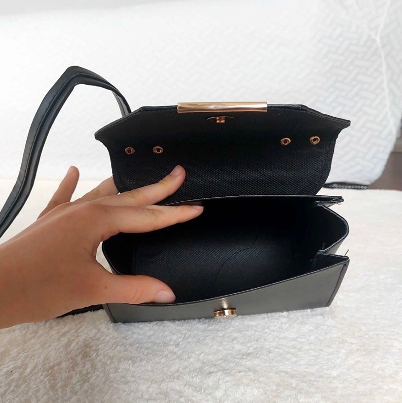 Modern Klasik Siyah Deri Kadın Çanta - Görsel 3