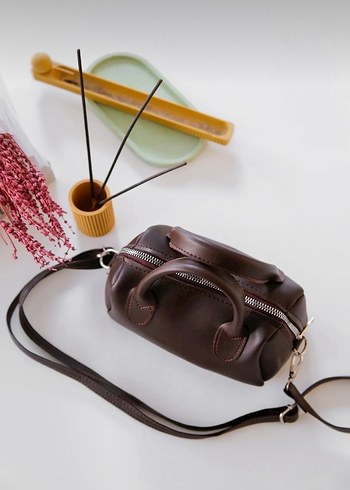 Kahverengi Deri Kadın Çanta - Görsel 3