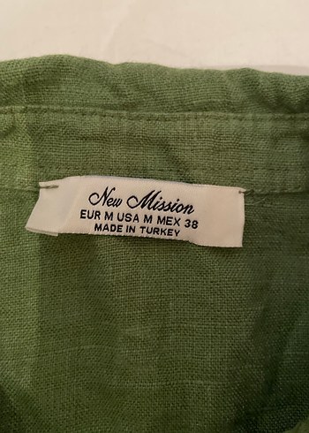 Düğmeli Koyu Yeşil crop Keten Kadın Gömlek - Görsel 2