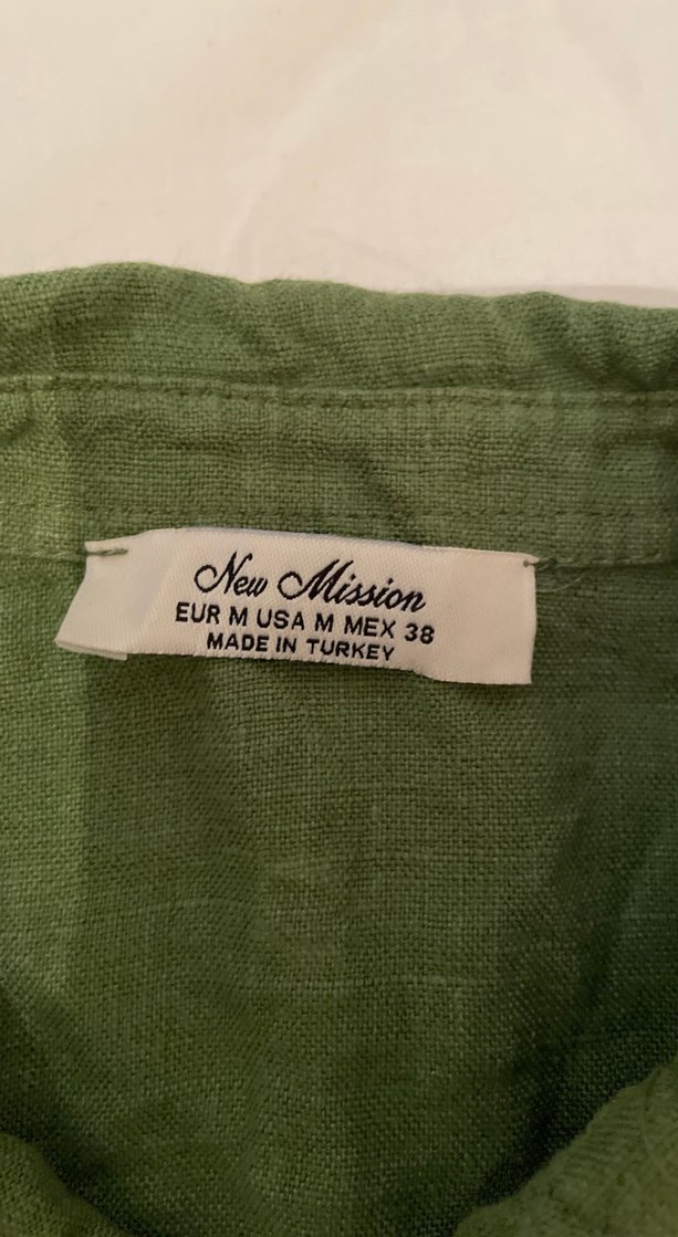 Düğmeli Koyu Yeşil crop Keten Kadın Gömlek - Görsel 2