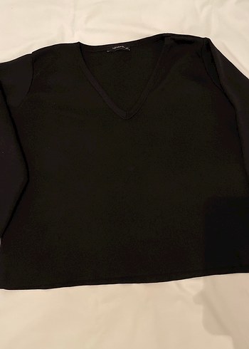 Siyah V Yakalı Rahat Kesim Kadın Kazak - Görsel 2