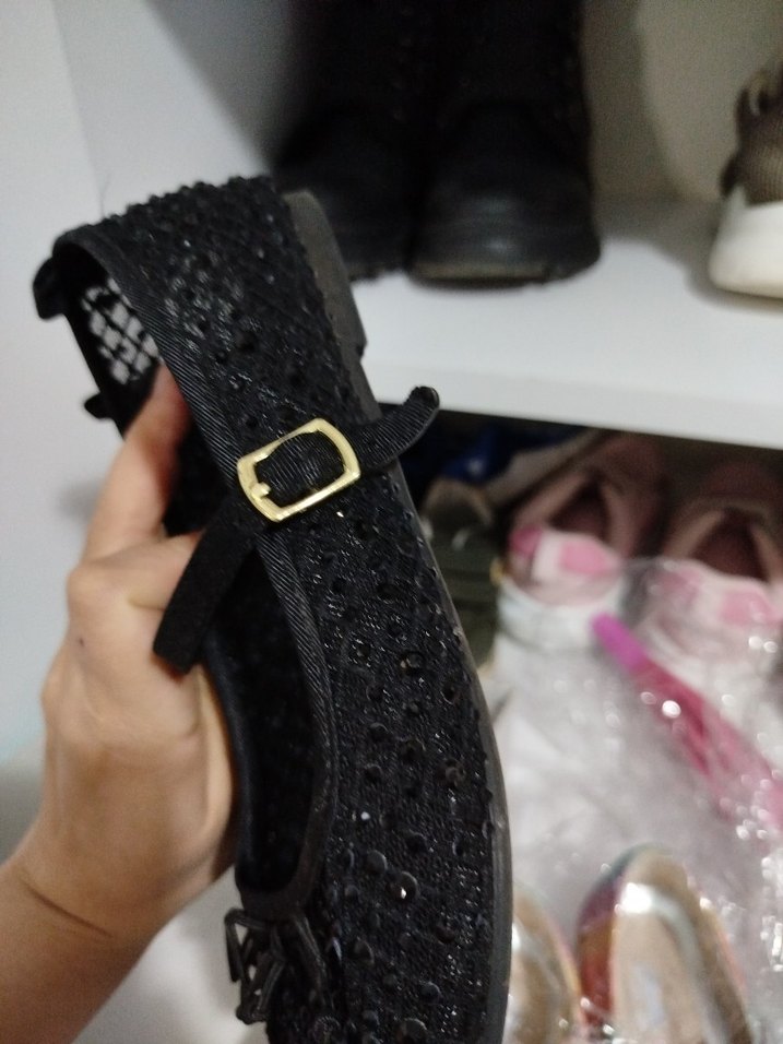 Siyah Nakışlı ve Payetli Gotik Stiletto Babet - Görsel 2