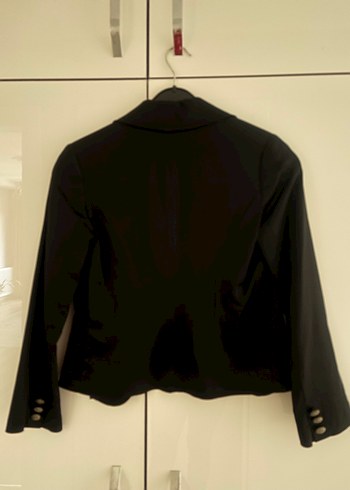 Düğmeli Siyah Mini Kadın Seten Ceket - Görsel 2