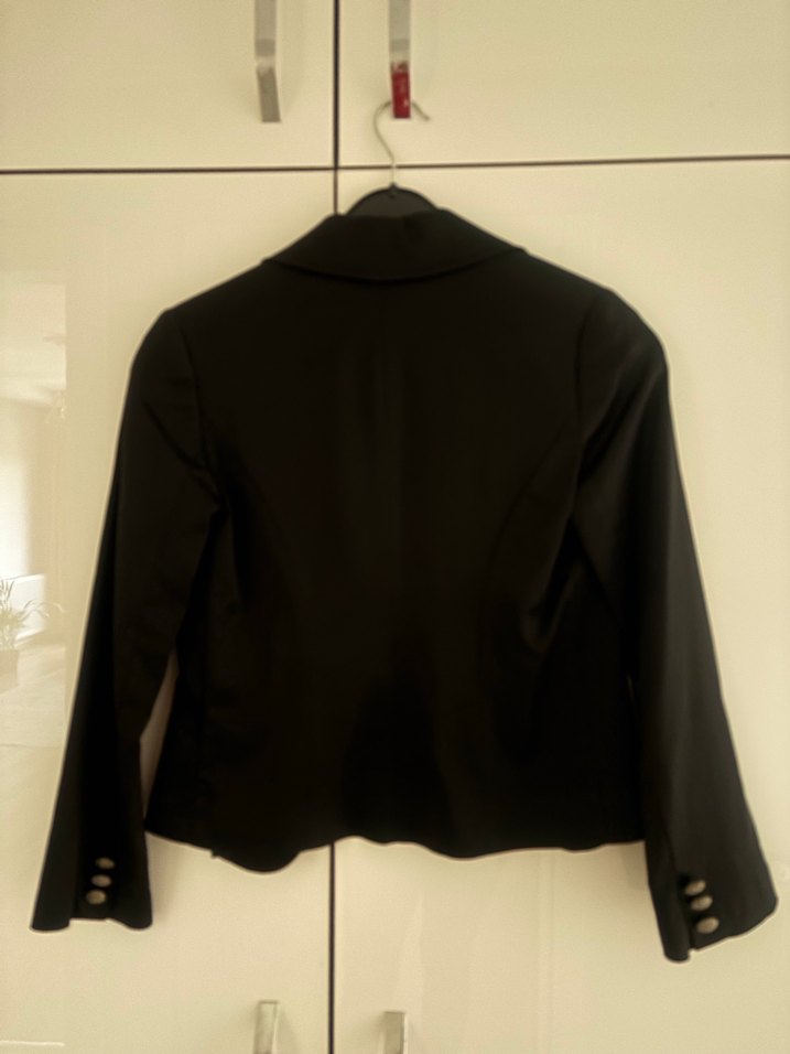 Düğmeli Siyah Mini Kadın Seten Ceket - Görsel 2