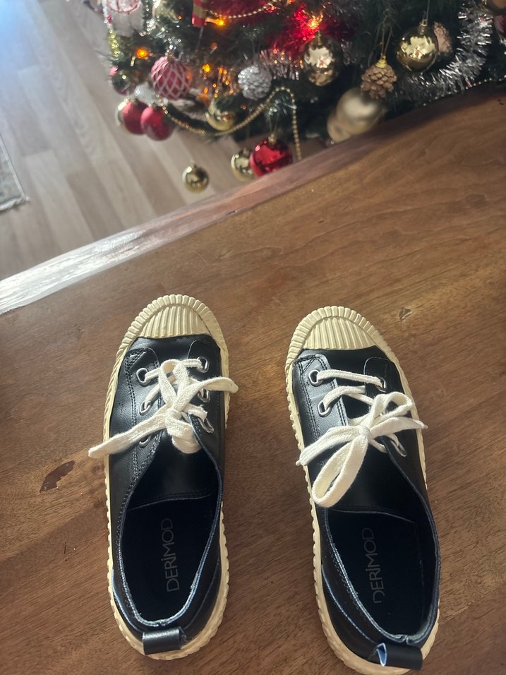 Siyah Kadın Spor Ayakkabı, Düz Taban - Görsel 2