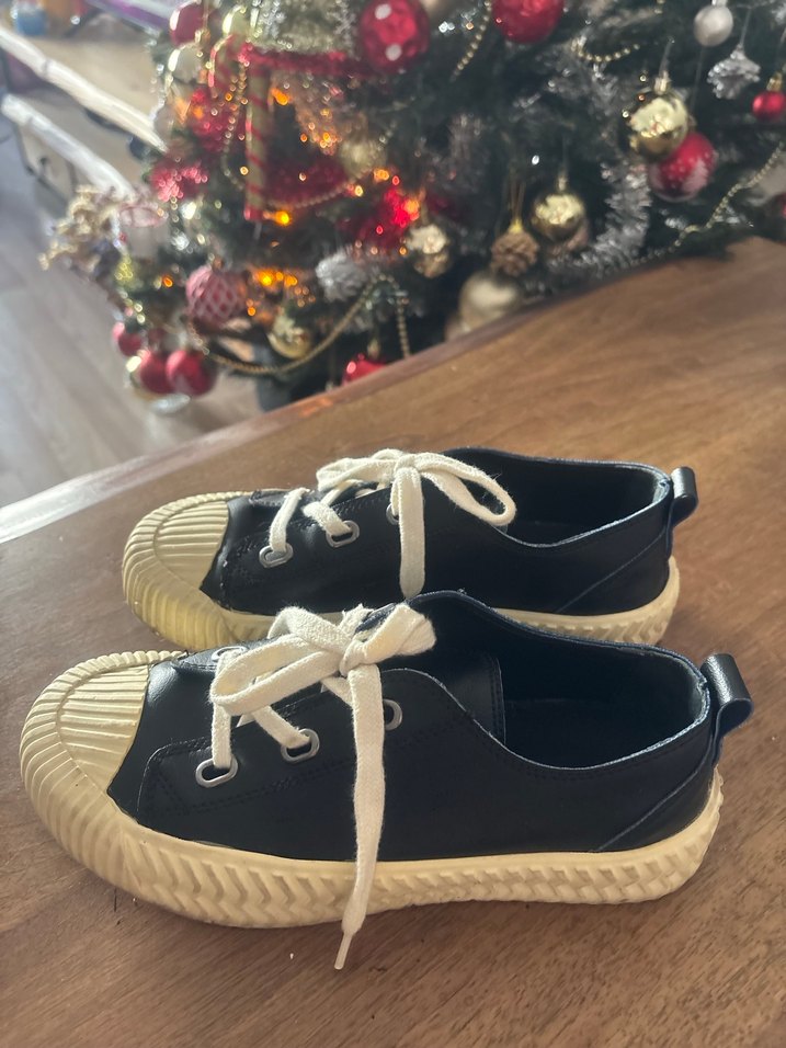 Siyah Kadın Spor Ayakkabı, Düz Taban - Görsel 3