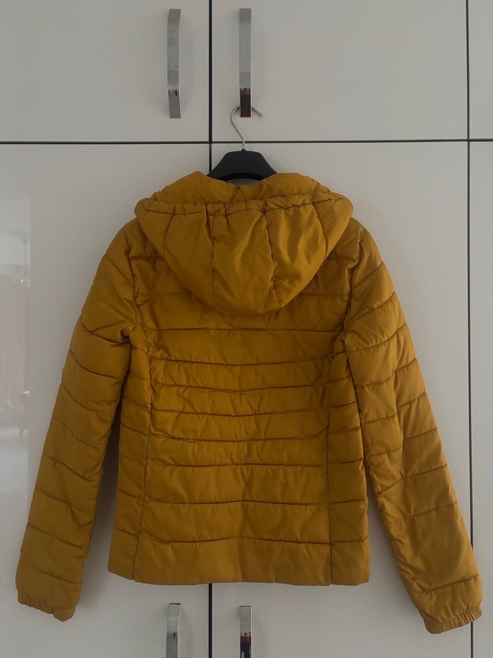 Sarı Kadın Kışlık Fermuarlı Mont - Görsel 2