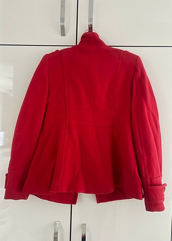 Kırmızı Çift Düğmeli Kadın Kaban - Görsel 2