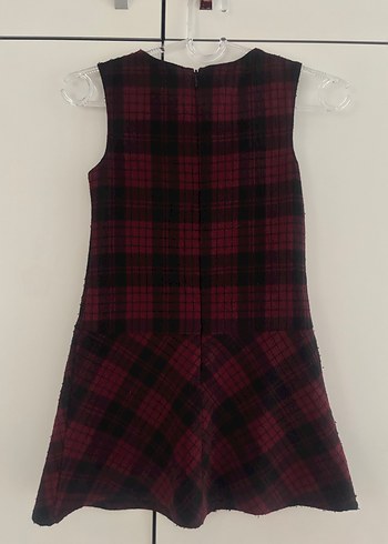 Bordo Ekose Desenli Astarlı Kolsuz Kız Elbisesi - Görsel 2