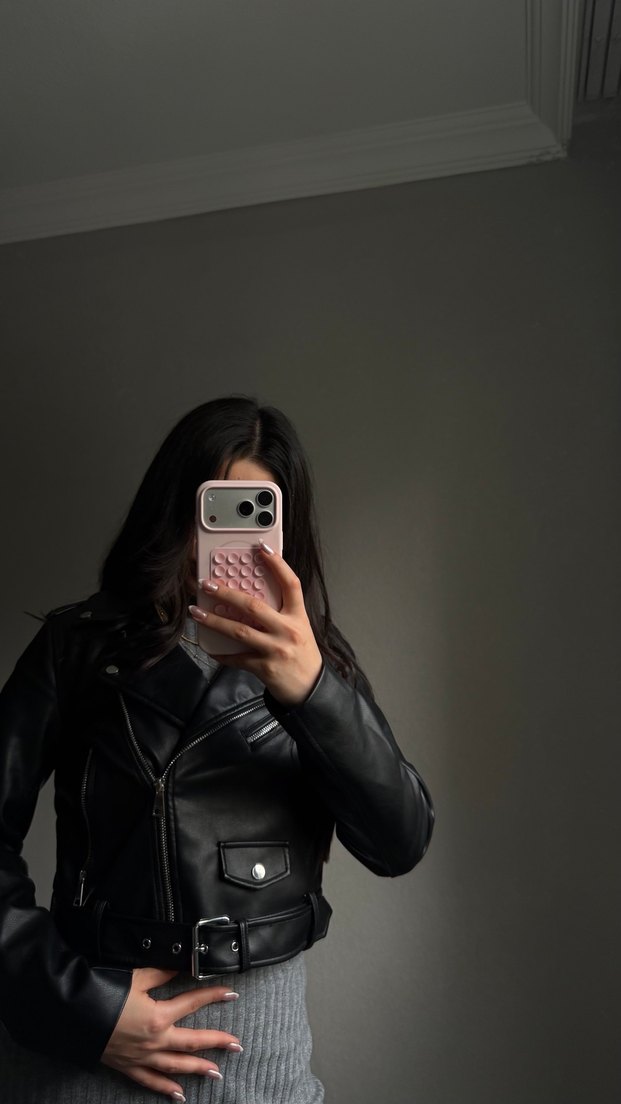 Stradi Kadın Siyah Biker Deri Ceket - Görsel 3