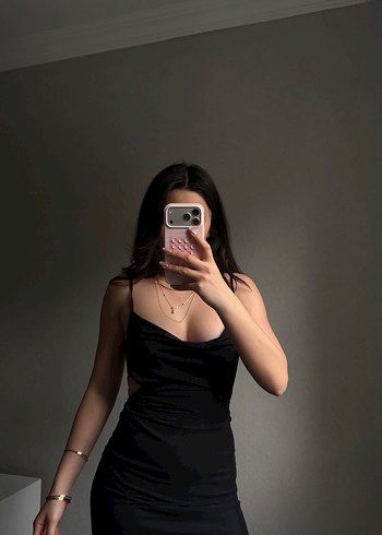 Siyah Straplez Saten Mini Elbise - Görsel 3