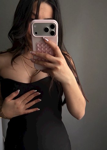 Siyah Straplez uzun  Elbise - Görsel 6