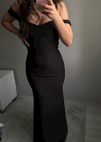 Siyah Straplez uzun  Elbise - Görsel 12