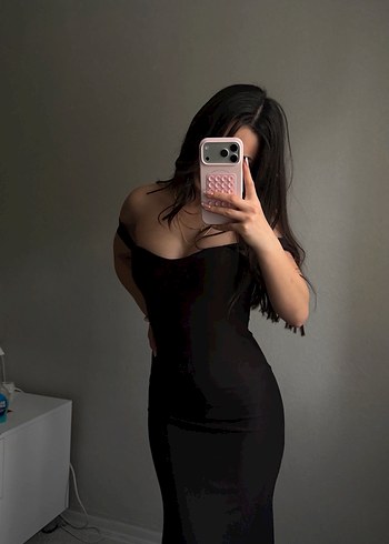 Siyah Straplez uzun  Elbise - Görsel 10