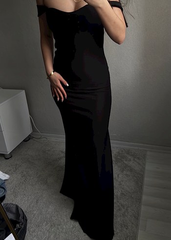 Siyah Straplez uzun  Elbise - Görsel 5