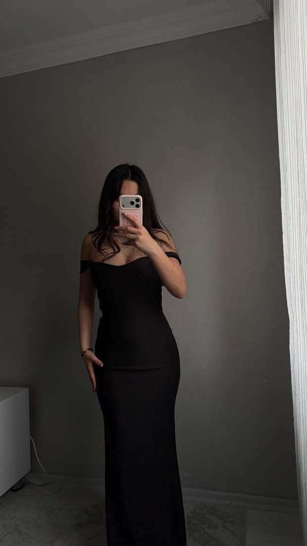 Siyah Straplez uzun  Elbise - Görsel 2