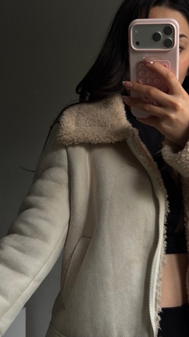 Bej Kürk Detaylı Kadın Kışlık Ceket - Görsel 3