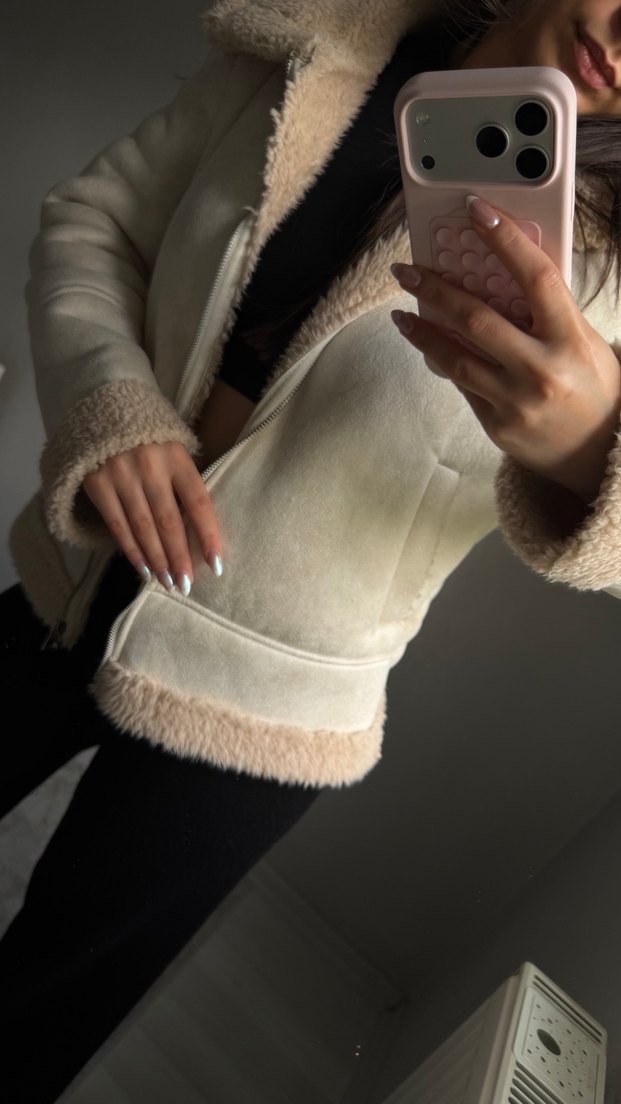 Bej Kürk Detaylı Kadın Kışlık Ceket - Görsel 2