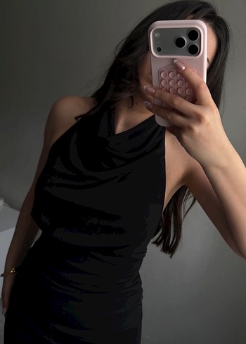 ZARA Siyah Uzun Drapeli Kadın Elbise - Görsel 2