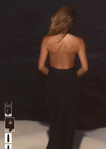 ZARA Siyah Uzun Drapeli Kadın Elbise - Görsel 10