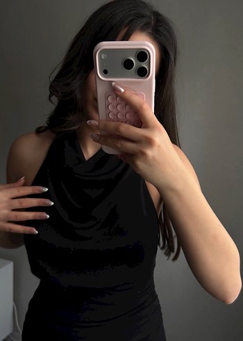 ZARA Siyah Uzun Drapeli Kadın Elbise - Görsel 8