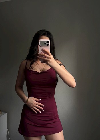 Bershka Bordo Mini Elbise - Görsel 2