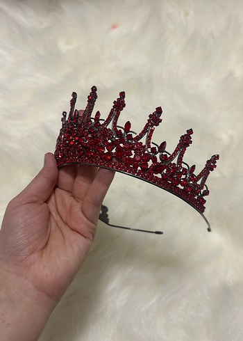 Bordo Parlak Kristal Taç - Görsel 3
