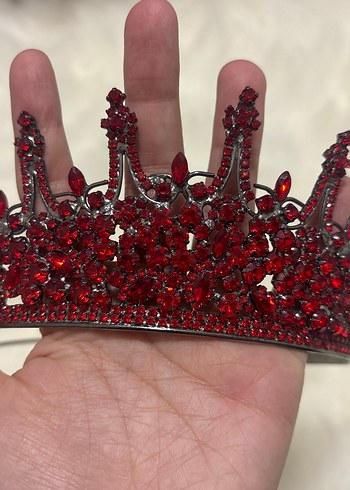 Bordo Parlak Kristal Taç - Görsel 4