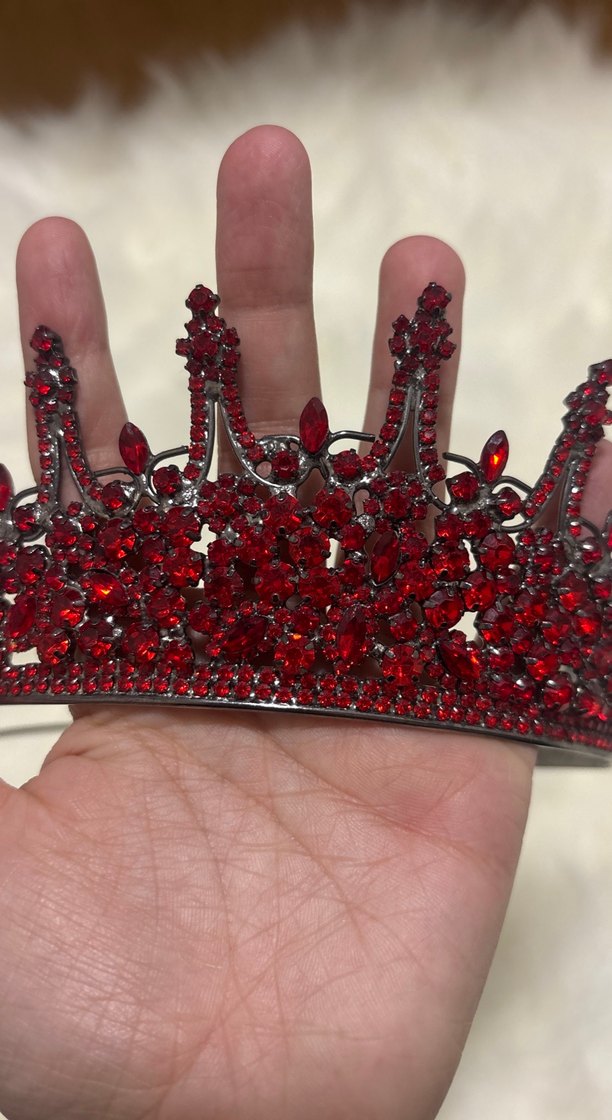 Bordo Parlak Kristal Taç - Görsel 4