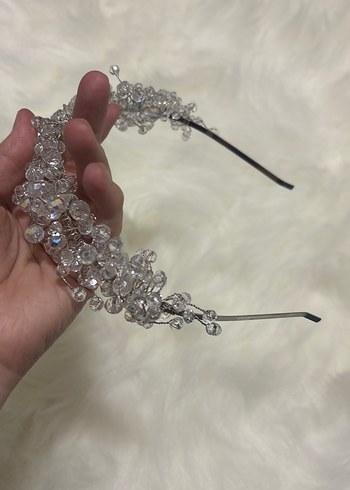 Beyaz Boncuklu Kadın Saç Aksesuarı - Görsel 2
