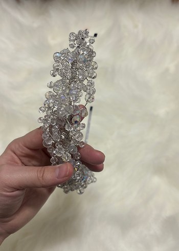 Beyaz Boncuklu Kadın Saç Aksesuarı - Görsel 3