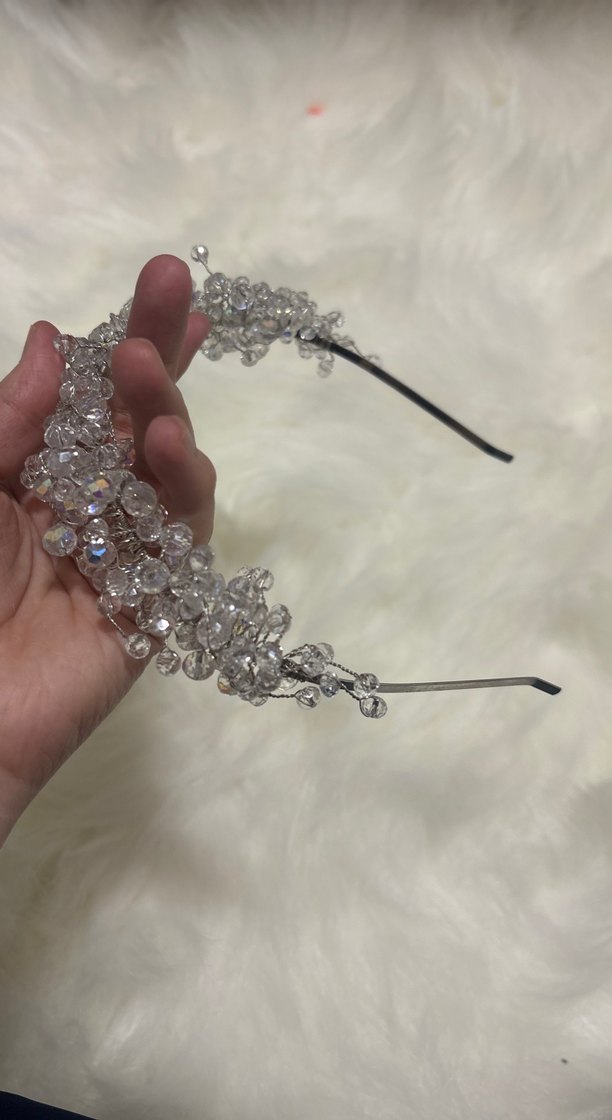 Beyaz Boncuklu Kadın Saç Aksesuarı - Görsel 2