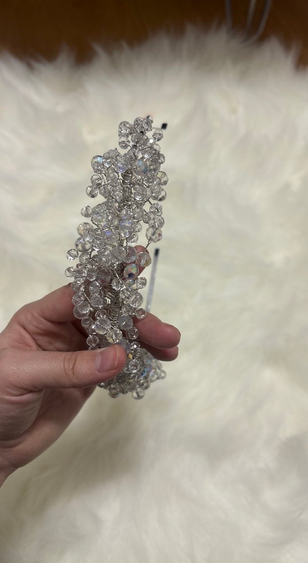 Beyaz Boncuklu Kadın Saç Aksesuarı - Görsel 3