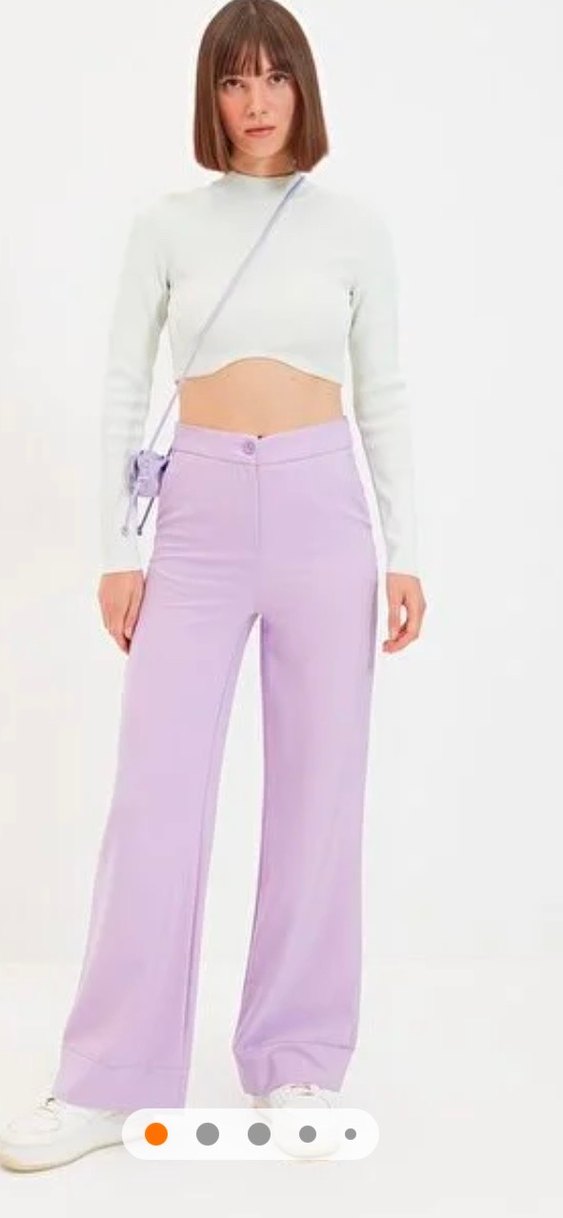 Lila Kumaş Kadın Pantolon - Görsel 4