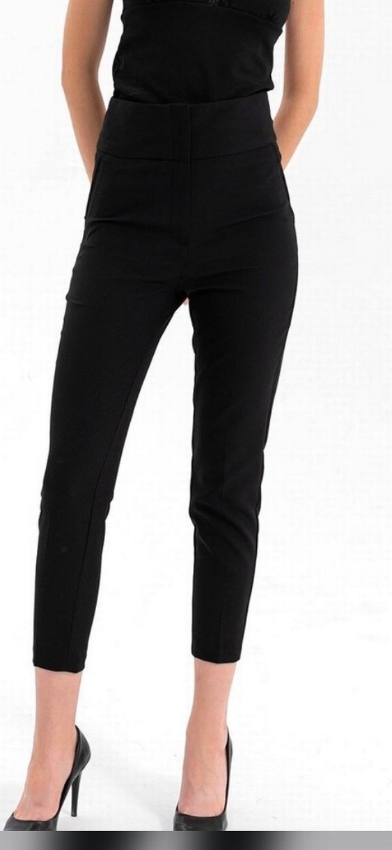 Yüksek bel Siyah Kadın Kumaş Pantolon Regular Fit - Görsel 3