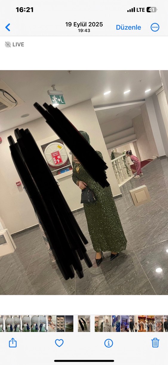 Yeşil tesettür abiye - Görsel 2