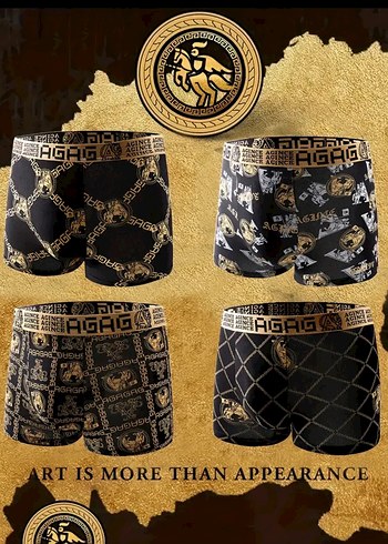 Erkek Desenli Gold Renkli Boxer - Görsel 4