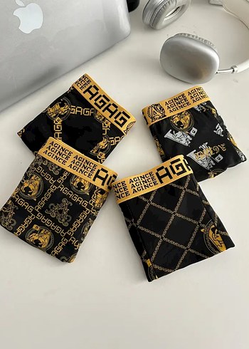 Erkek Desenli Gold Renkli Boxer - Görsel 5