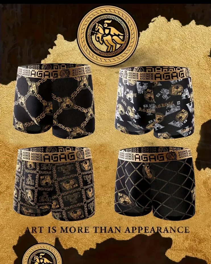 Erkek Desenli Gold Renkli Boxer - Görsel 4