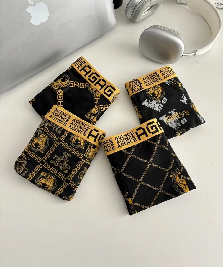 Erkek Desenli Gold Renkli Boxer - Görsel 5