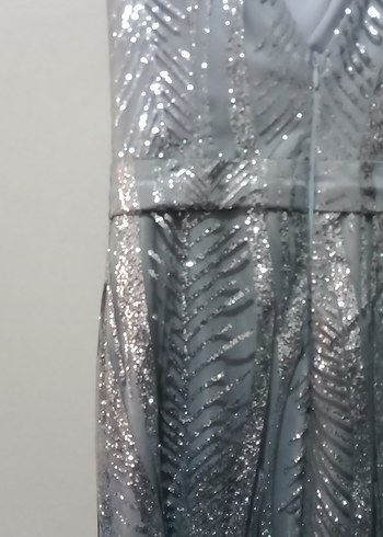 Gri Yılan Desenli Uzun Abiye Elbise - Görsel 7