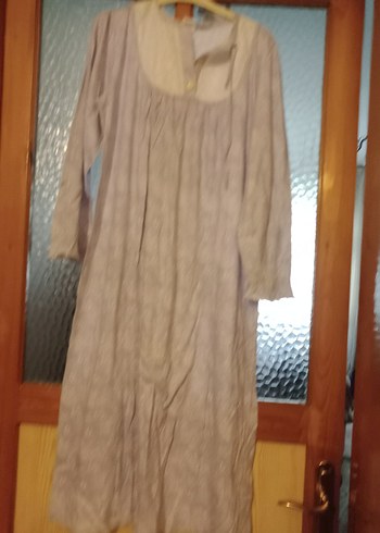 Bej Çiçekli Uzun Kollu Vintage Pijama 2elbise 1pijama takımı - Görsel 7