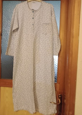 Bej Çiçekli Uzun Kollu Vintage Pijama 2elbise 1pijama takımı - Görsel 2