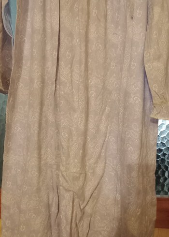 Bej Çiçekli Uzun Kollu Vintage Pijama 2elbise 1pijama takımı - Görsel 9