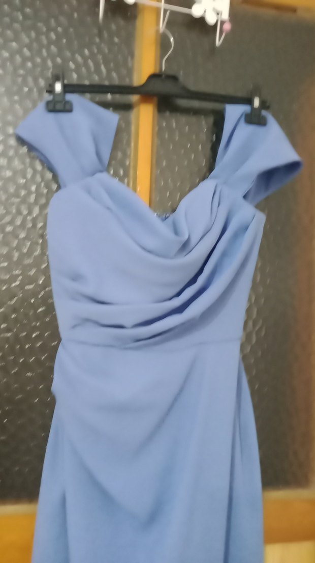 Mavi Drapeli Uzun Abiye Elbise - Görsel 5