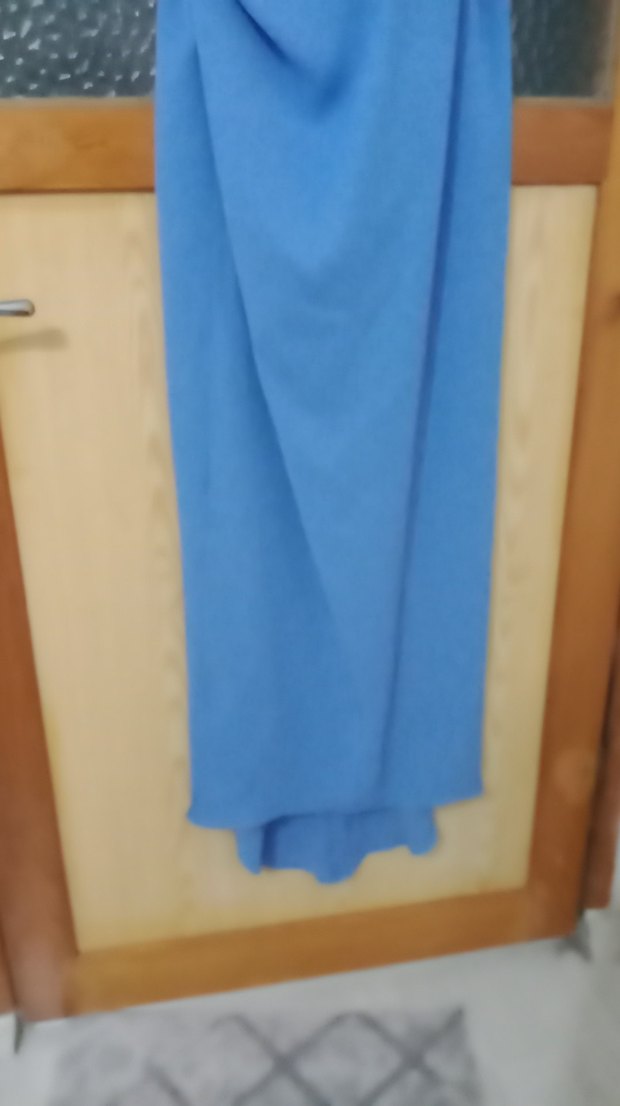 Mavi Drapeli Uzun Abiye Elbise - Görsel 4