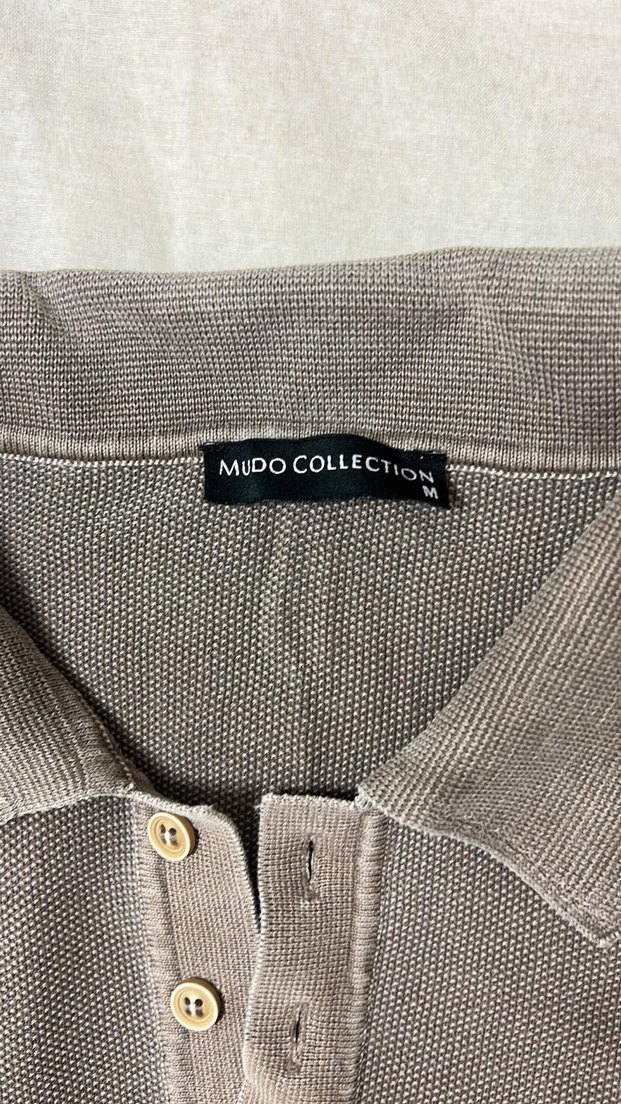 Gri Erkek Keten Uzun Kollu Polo Tişört - Görsel 3