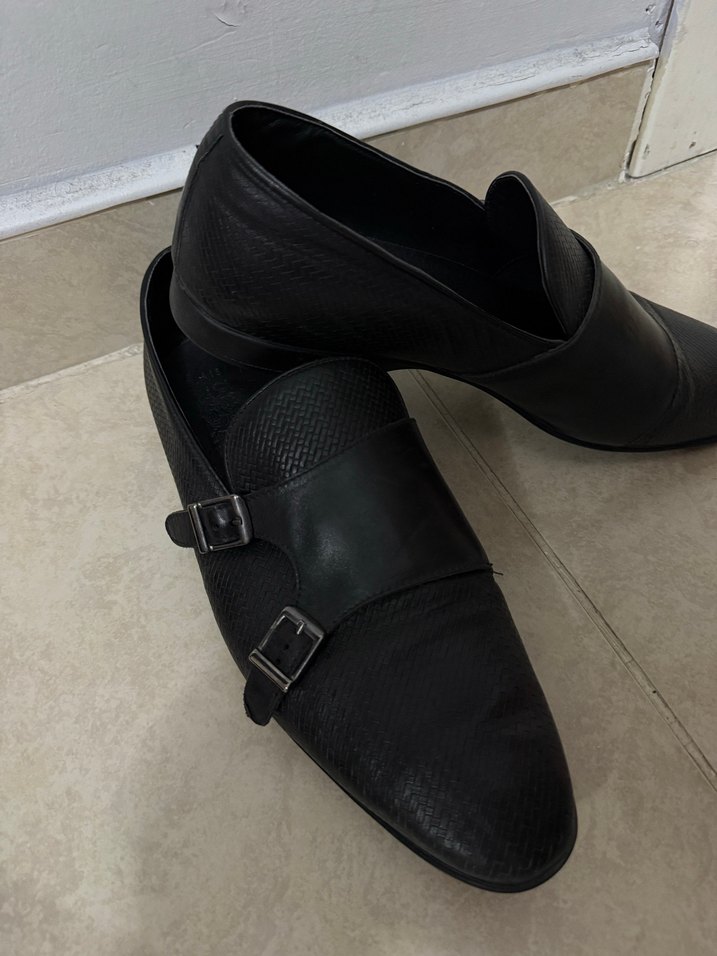 Klasik Siyah Deri Tokalı Erkek Ayakkabı - Görsel 3
